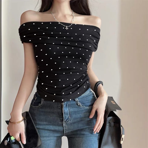 Polka Dot Off-Shoulder Tops